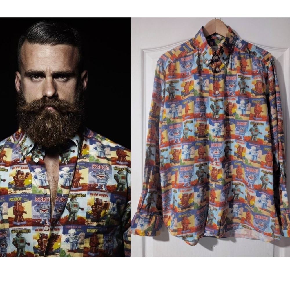 *Rare* Eton | Retro Sci-Fi Robot Slim Fit Shirt (16/41)